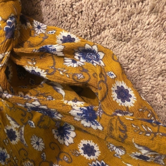 Hem & Thread Floral Mustard Sleeveless Boho Romper Large - Picture 4 of 6